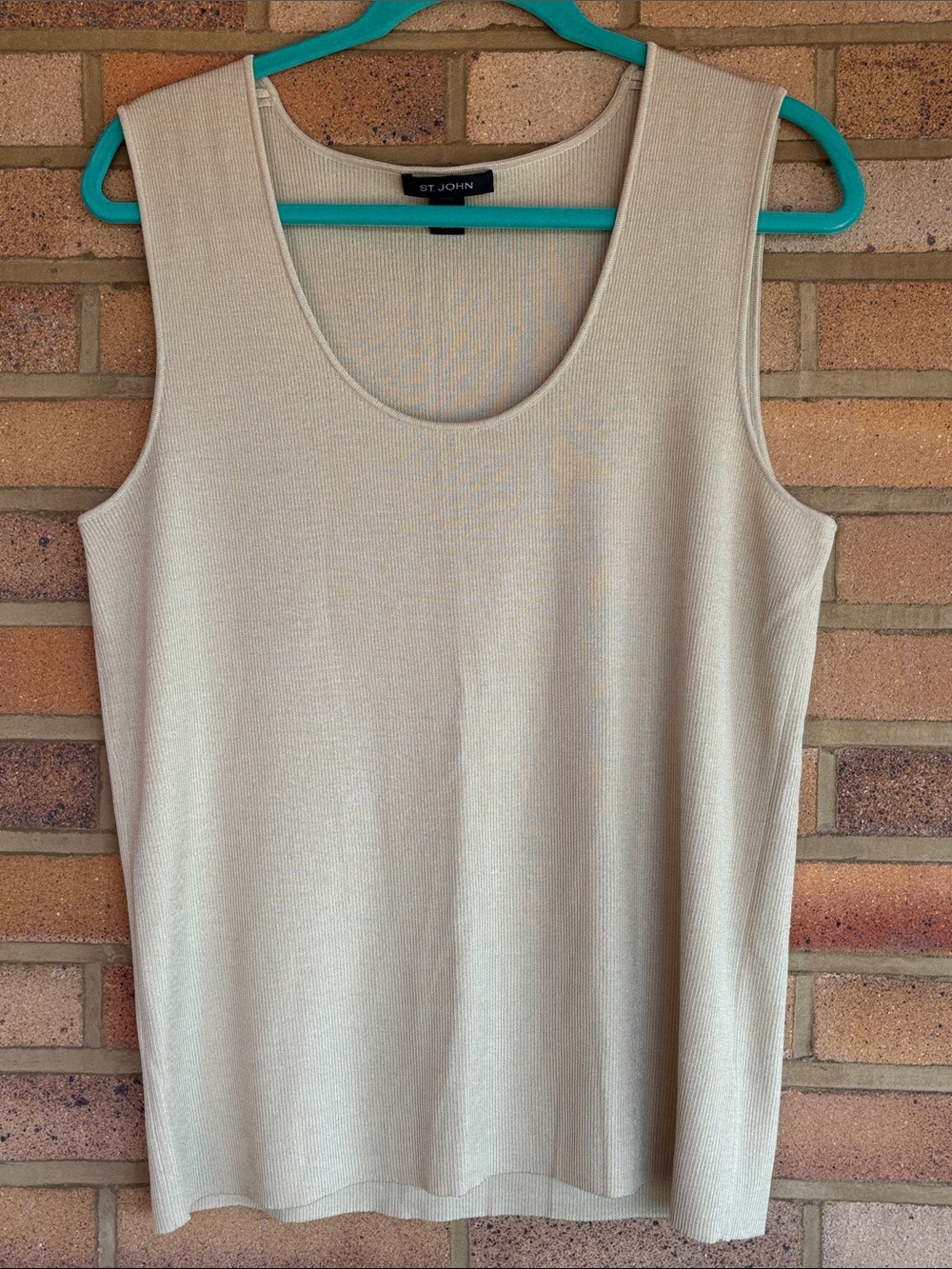 St. John Soft Rib Knit Scoop Neck Wool Blend Tank Top XL